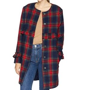 Jack by BB Dakota Swag out Ruffle Coat, Plaid Print